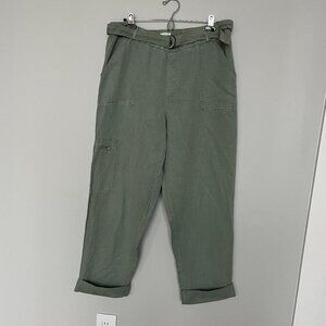 Nicole Miller Sage Green Linen Blend Ankle Pants XL